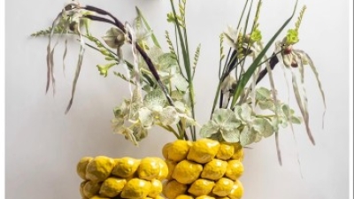 Ceramic lemon fruit flower vase.jpg