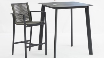 Outdoor barstool aluminum frame all-weather PE twist rattan weaven back bar stools AD722008B