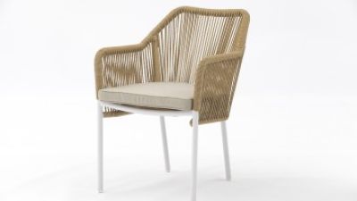 Wales Outdoor dining stackable aluminum rattan bistro wicker chair polyester cushion - AD692029R