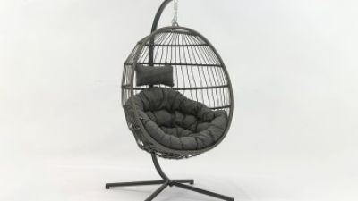 Outdoor furniture Luxurious PE Rattan hanging chair with stand for garden AD698008-2
