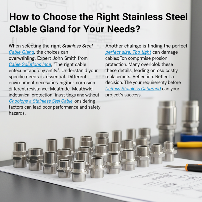 How to Choose the Right Stainless Steel Cable Gland for Your Needs?