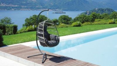 Outdoor Folding Metal Stand Furniture PE Rattan Hanging Swing Chair Europe Patented No.: 004680676-0001 AD698012