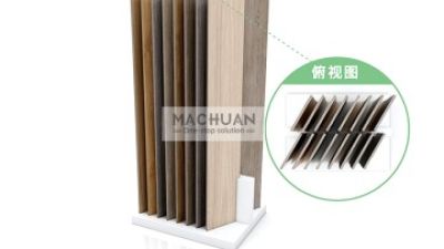 Machuan 60°degree Slot floor display rack,12pcs sample each stand