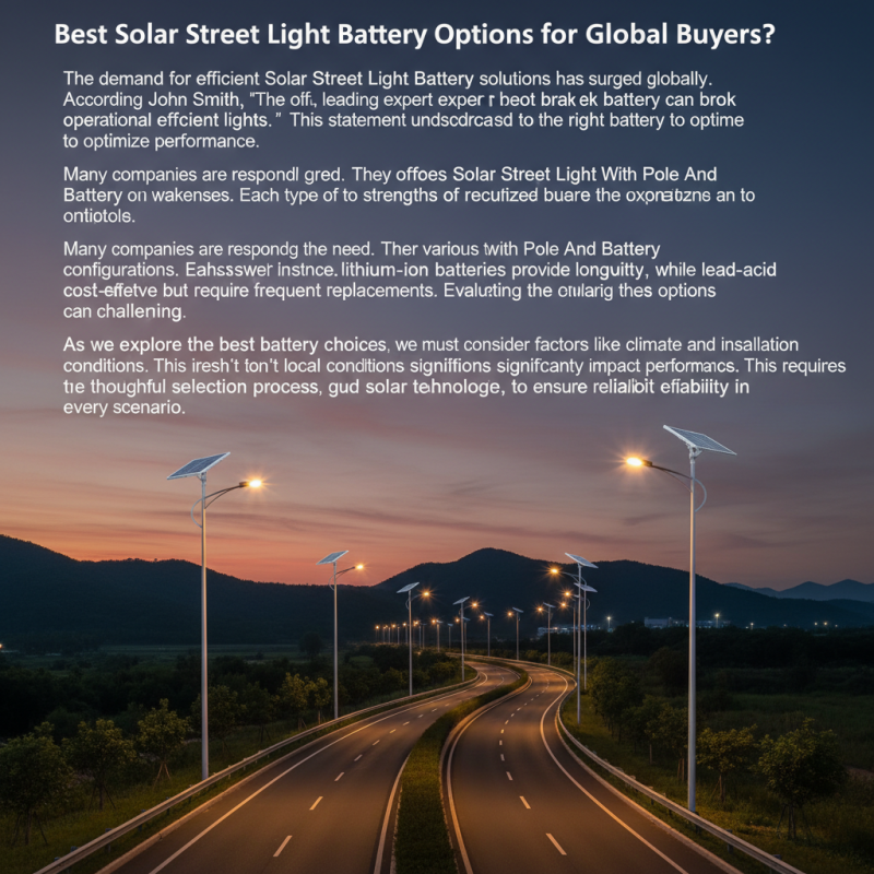 Best Solar Street Light Battery Options for Global Buyers?