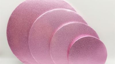 customized color pattern pink round corrugated cake drum for bakery shop.jpg