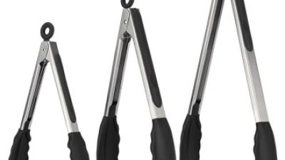 Stainless Steel Locking Kitchen Tongs with Silicon Tips