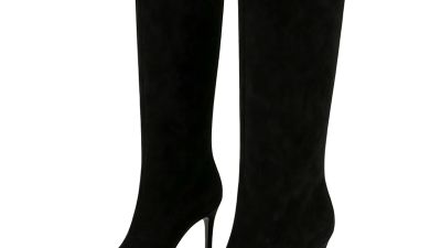 Black Quiet Suede Pointed-Toe High Heel Knee-High Boots.jpg