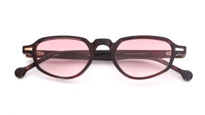 Acetic acid sunglasses, burgundy tortoiseshell vintage round frame, gold gear hinge..jpg