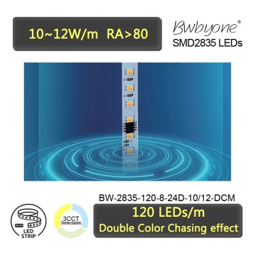 Dual Color Chasing LED Strip 2835 8mm Width Dynamic Linear Lighting Solution