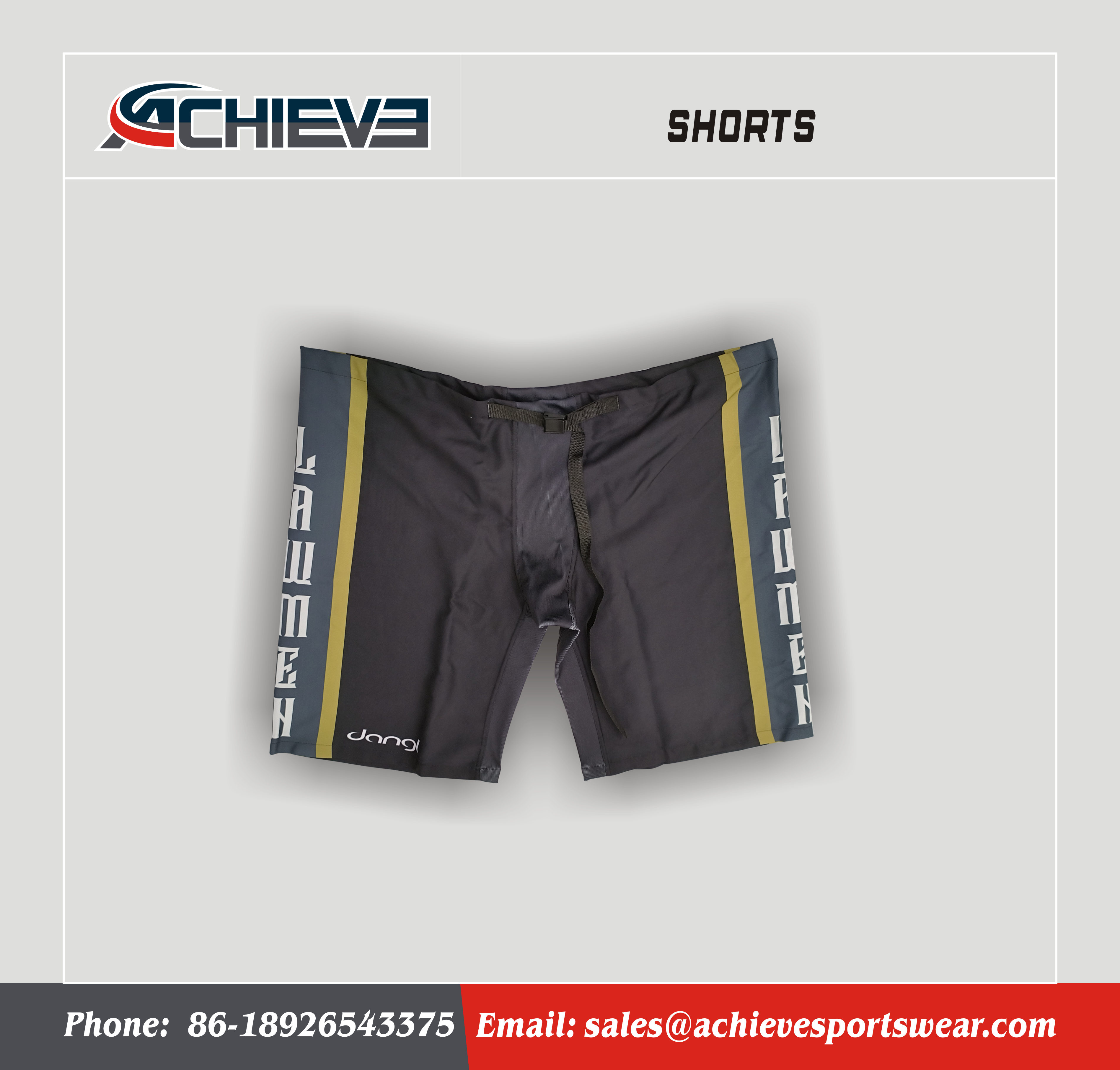 Custom Performance Training Hockey Shorts with Adjustable Waist – Dark Grey