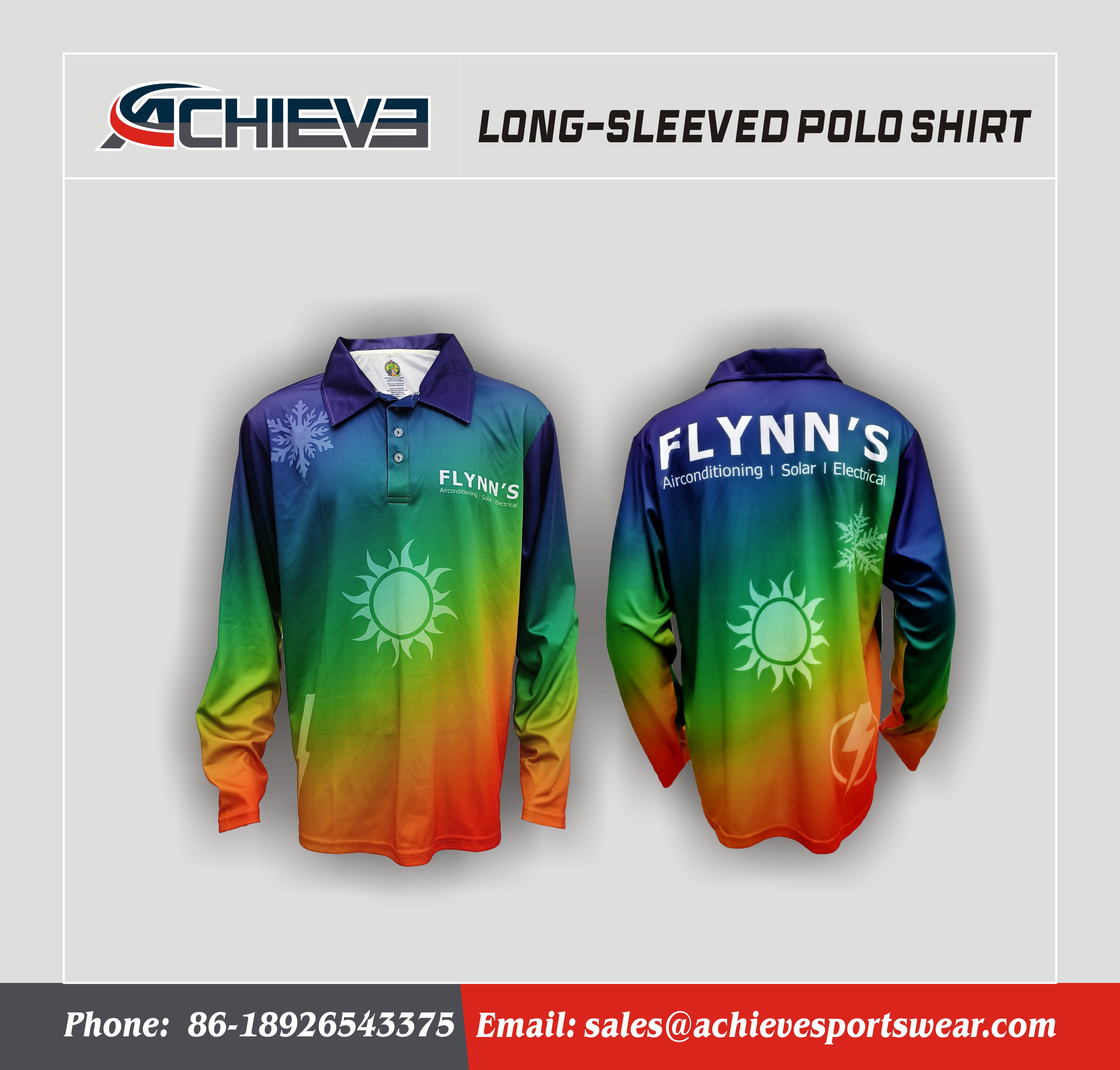 SpectrumFlow Sublimated Long Sleeve Performance Polo