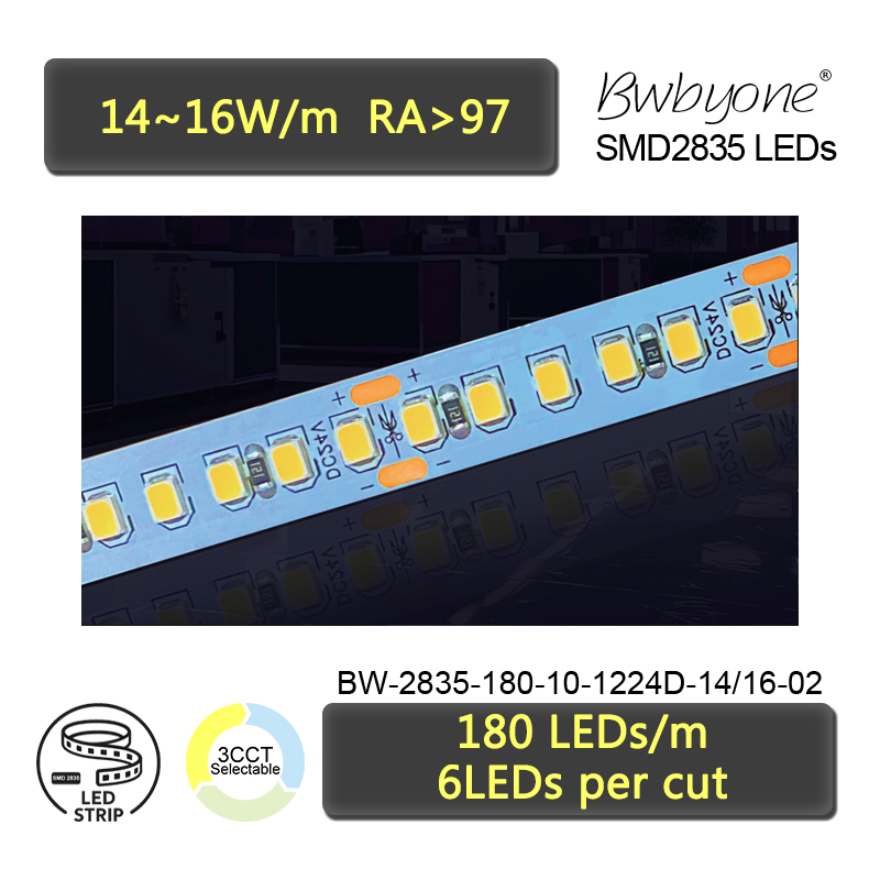 Ultra High CRI LED Strip Light 180LEDs/m 10mm Width for Color Critical Lighting