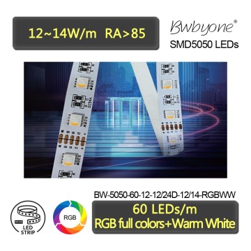 5050 RGBW LED Strip Light 12mm Wide High Versatility for Color and Warm White Lighting