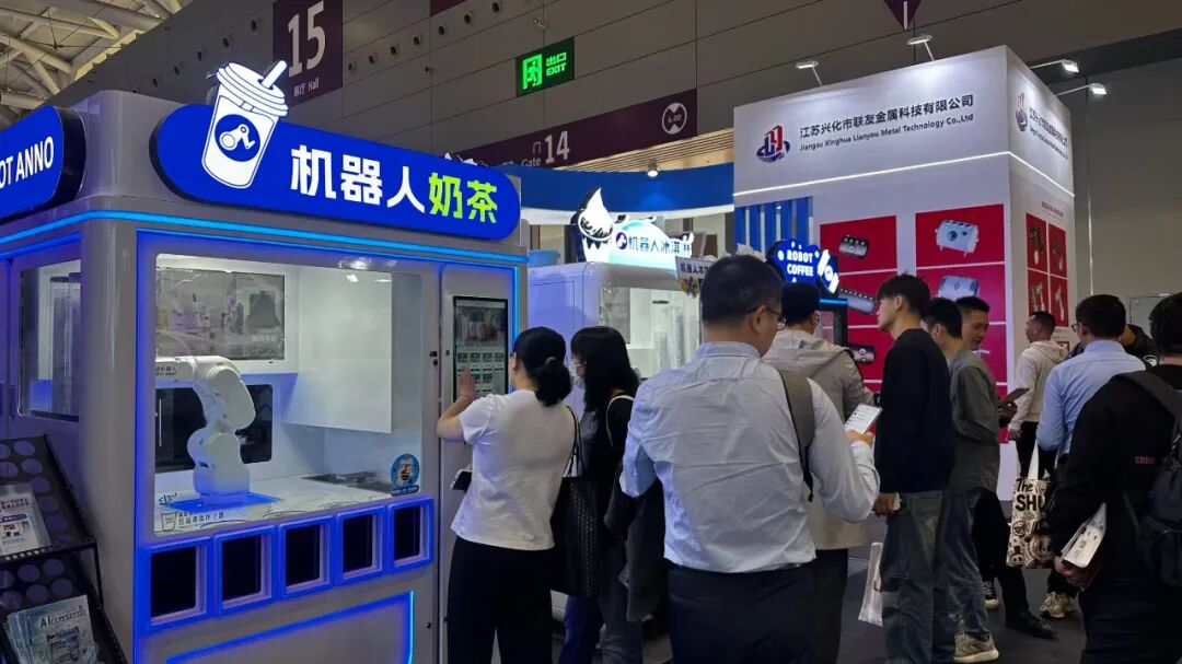 AI coffee robot in action