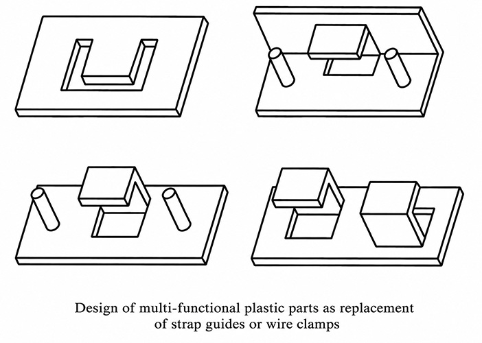 Figure 3-67 Design multi-functional plastic parts to replace cable ties or clips