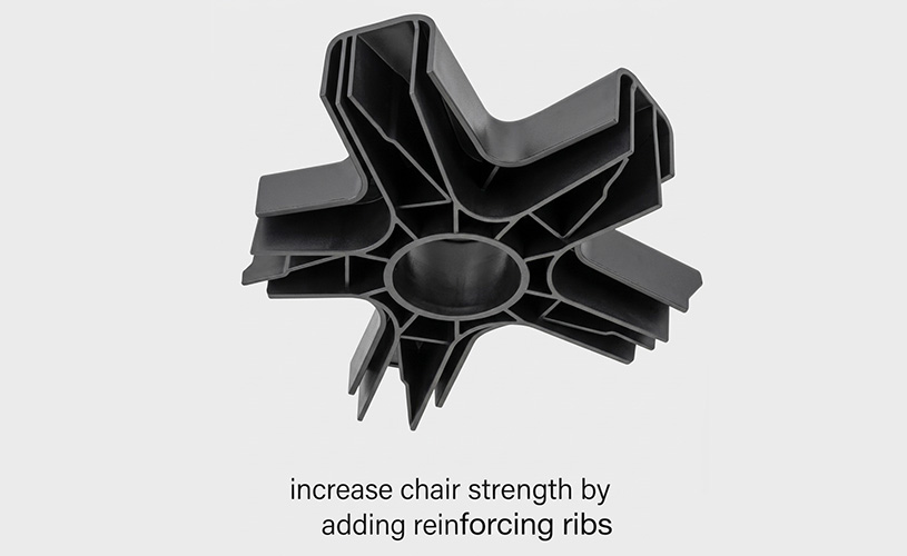 Enhance the strength of the seat by adding reinforcing ribs.