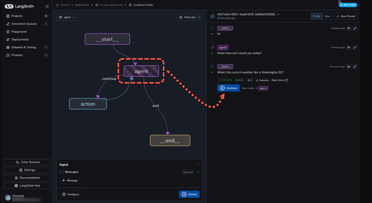 LangGraph multi-agent workflow visualized in LangSmith Studio