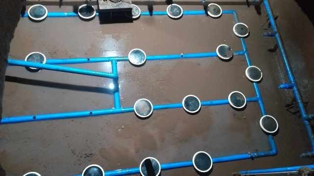 Disc diffuser grid layout in activated sludge aeration basin