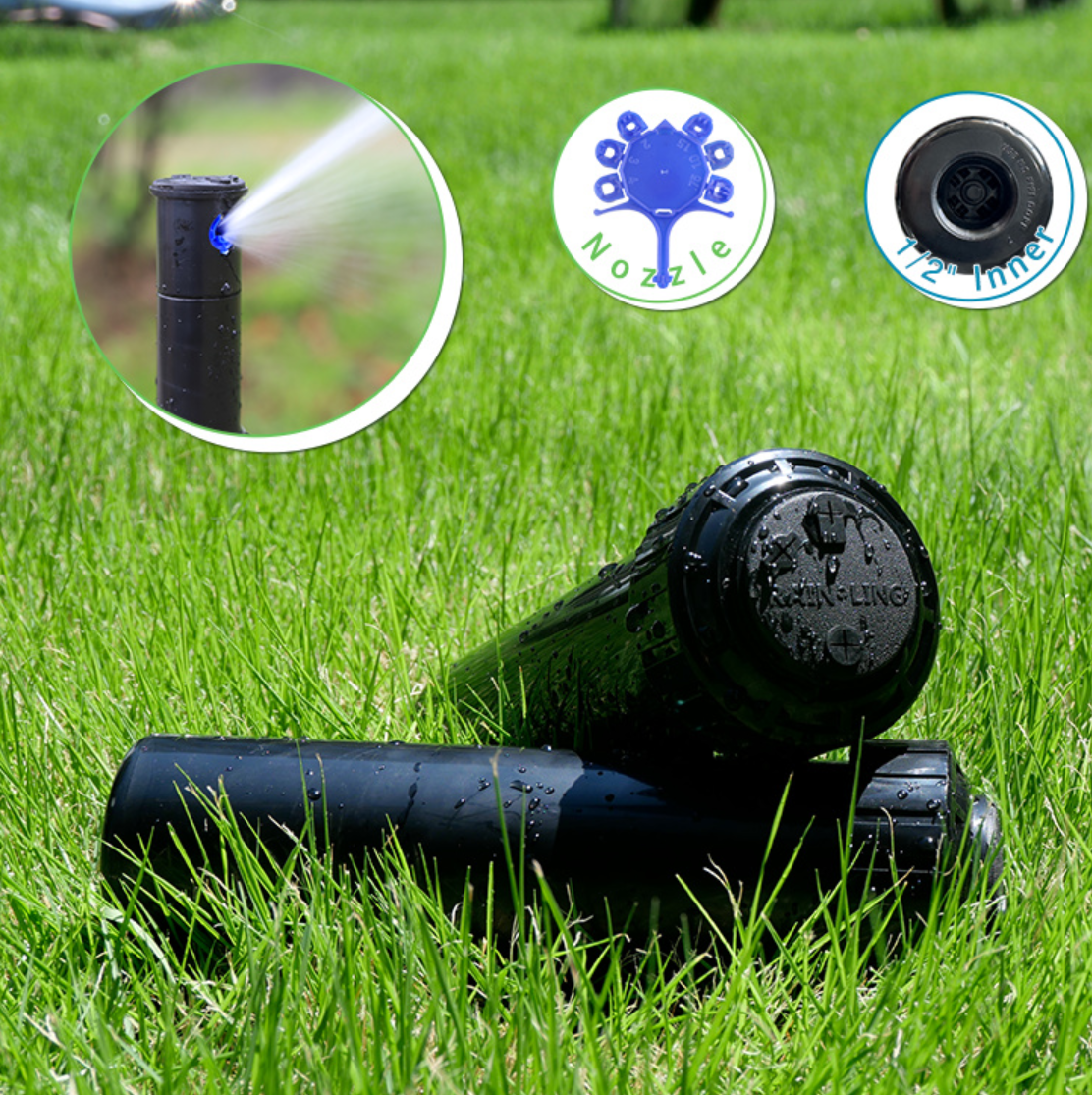 RAINLING RL5200H 1/2" ABS rotor sprinkler - the compact 25-360 degree adjustable rotor used for narrow strip and corner coverage.