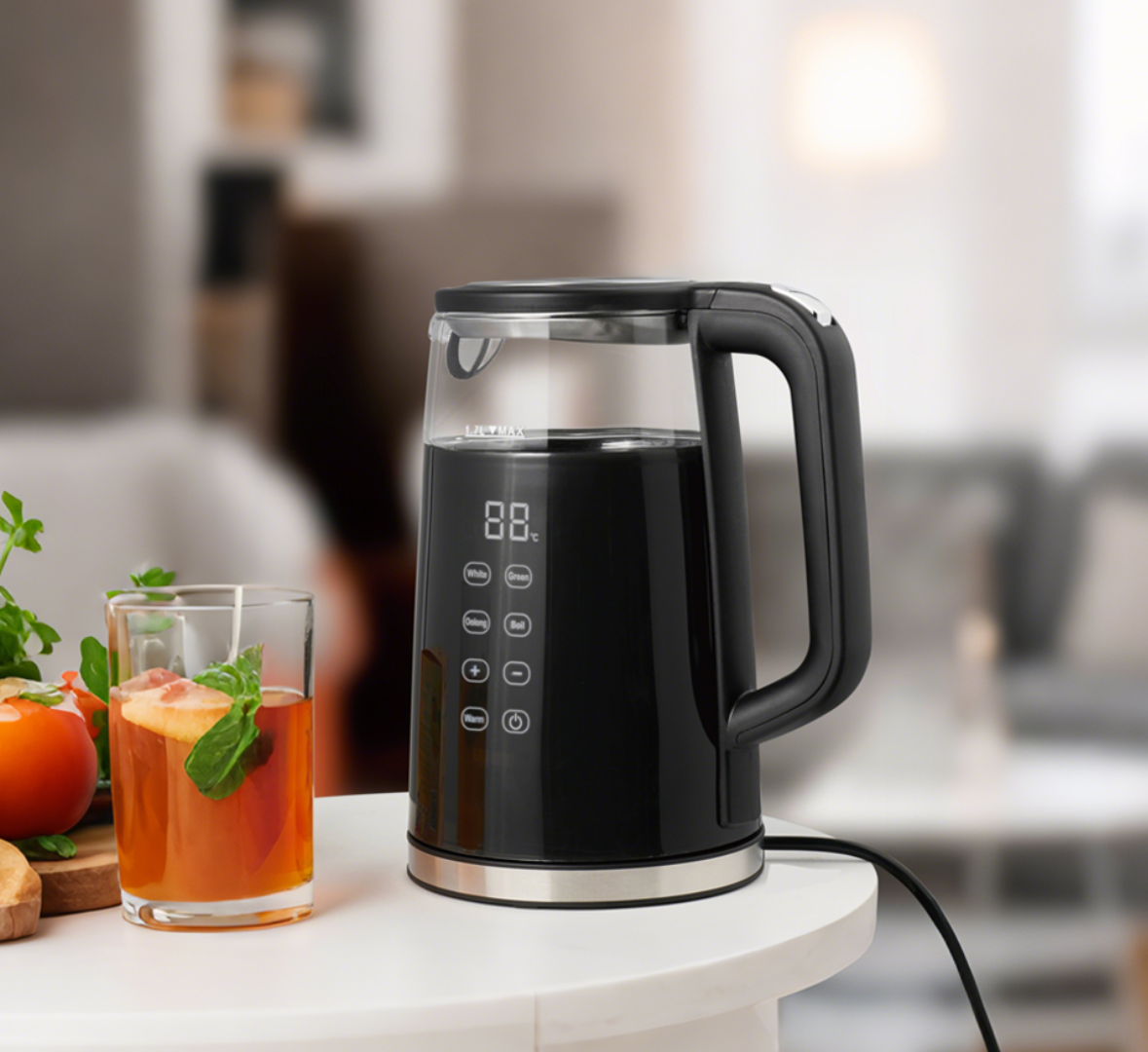 Double-layer mother-son glass electric tea kettle with multi-gear temperature control and stainless steel infuser filter mesh