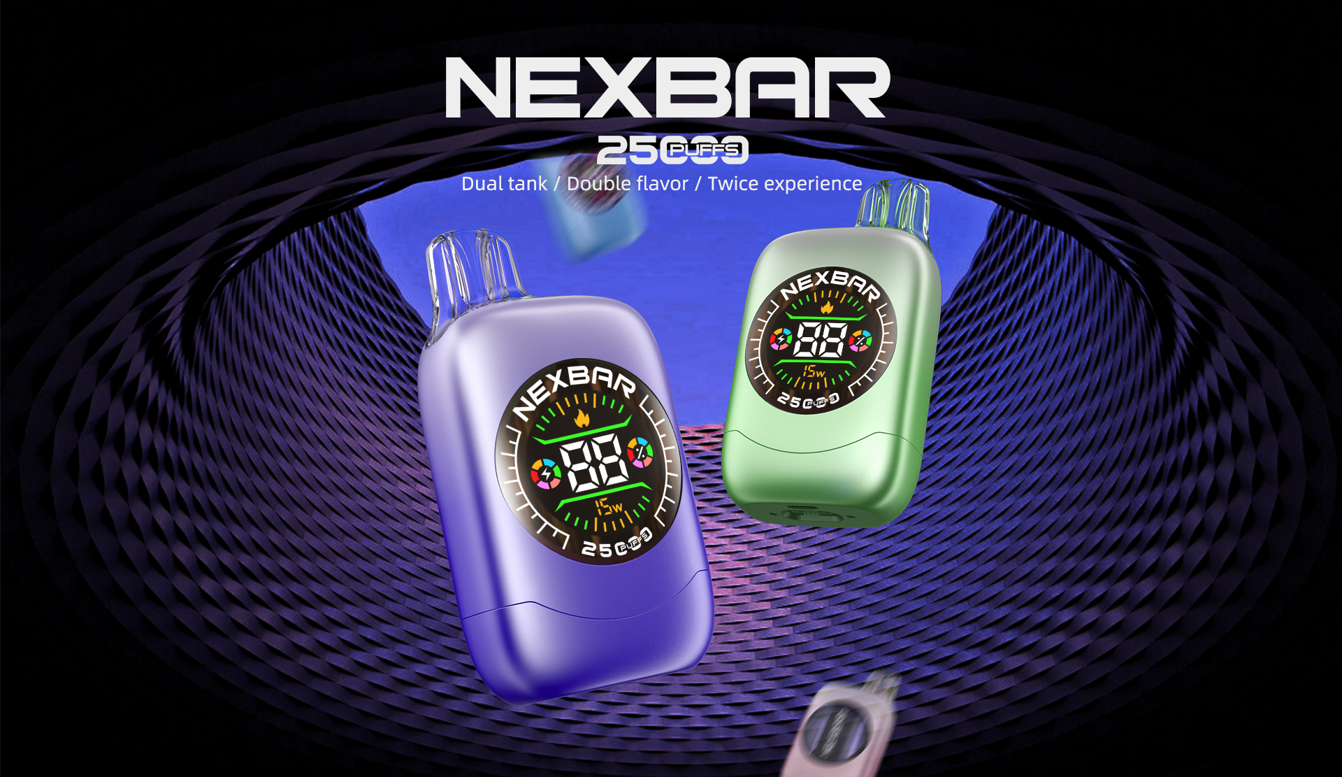 NEXBAR25000 sopla Vape desechable de doble sabor transparente con tanque