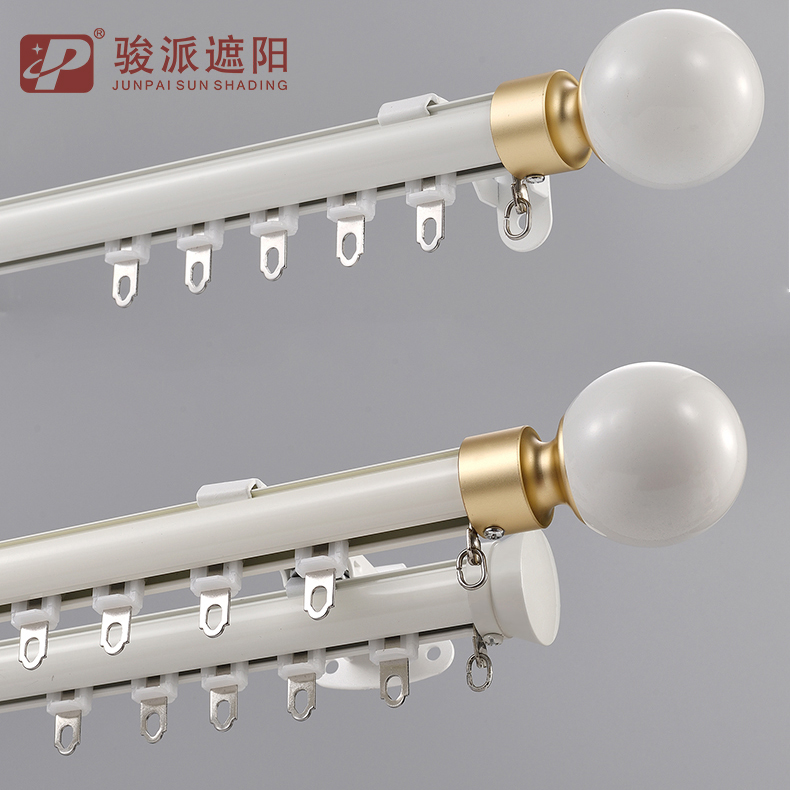 Hot Sale Curtain Finial Sliding Curtain Rods Rail Double Set Aluminum para sa Home Decor (5)ox9