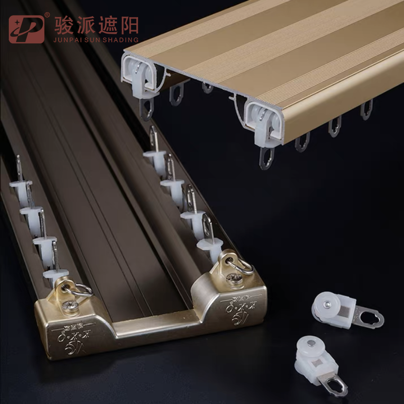 Aluminum Double Ceiling Mount Curtain Rail Track for Bay Window (1)sic