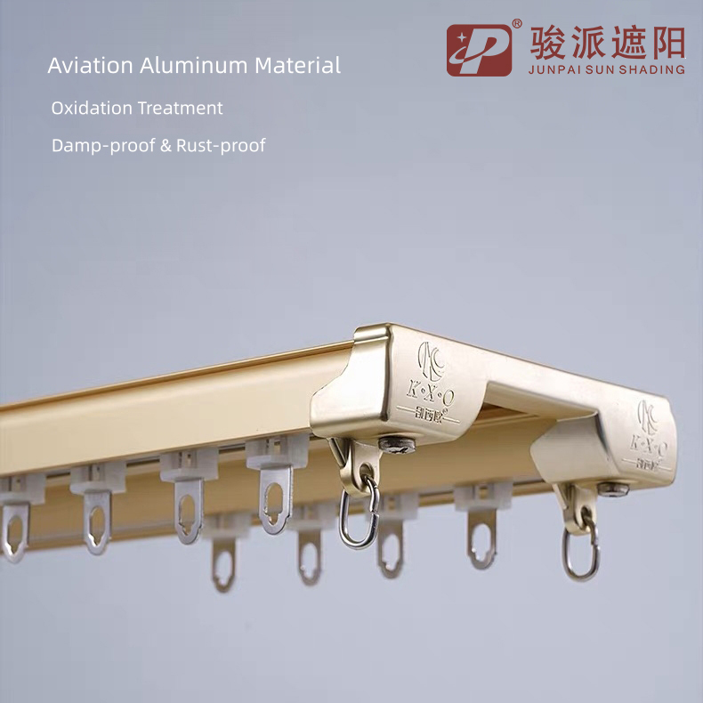 Aluminum Double Ceiling Mount Curtain Rail Track for Bay Window (4)jbw