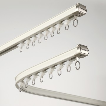 Flexible S Ripple Fold Curtain Track Metal Ceiling Mount Rail for Straight Curved Windows for Hotel Office Villa Wholesale