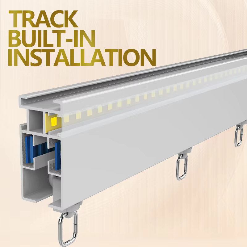 Junpai Intelligent Electric Curtain Track Voice-Controlled WiFi Enabled Eco-Friendly Silent Operation Aluminum Long Modern Bar