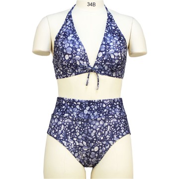 Shining Halter Swimsuit 2-Pieces High Waist Breathable Bra And Panties Seamless Comfort Bubble Printing