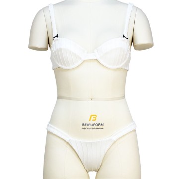 Lady High Waist Swimsuit Summer Push Up Wire Bra Set Contrast Color Elegant Ribbed Underwear
