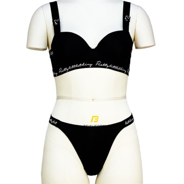 Sports Style Women 2 Pieces Sexy Lingerie Underwear Seamless Bralette And Thong Bra Brief Sets Custom