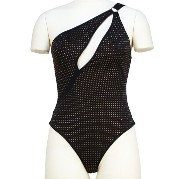 Glitter Spot Extreme Swimwear Bikini Beach Casual Style One Shoulder Swimsuit Ring