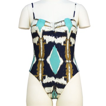 Irregular Printed Swimsuit Artistic Design Bikini Bodywear Luxury Bandeau Sling Tight Body