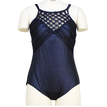 Black Hollowed-Out Mesh Swimwear Halter Style Fishing Net Summer Beach One Piece Knot Micro Bodysuit