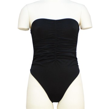 Bandeau Bikini high waist Sexy Smocking Bodysuit Off The Shoulder Swimwear Women One-Piece Bath High Elastic