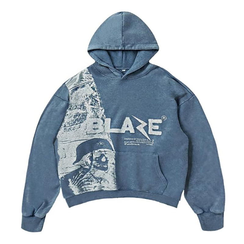 Bless Customized Oversize Blaze Print Pattern Skull Hoodie Unisex 