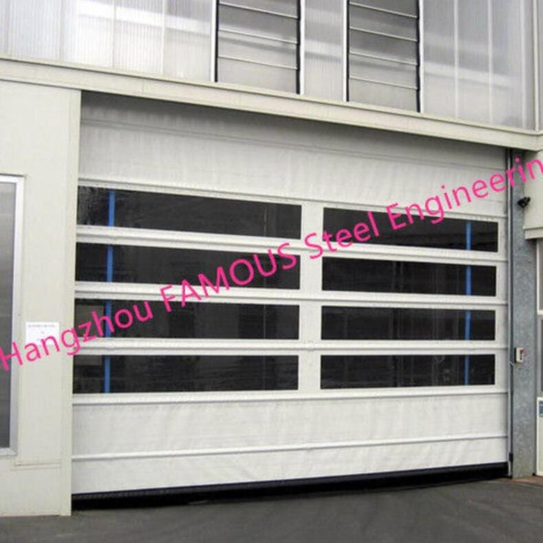 High Speed Fold Up Pack Doors PVC Curtain Sectional Lifting Doors With Belted Opening System