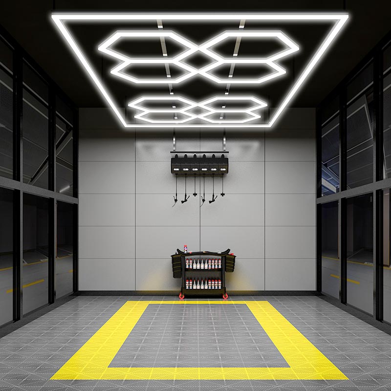 Hexagon light for car workshop garage light