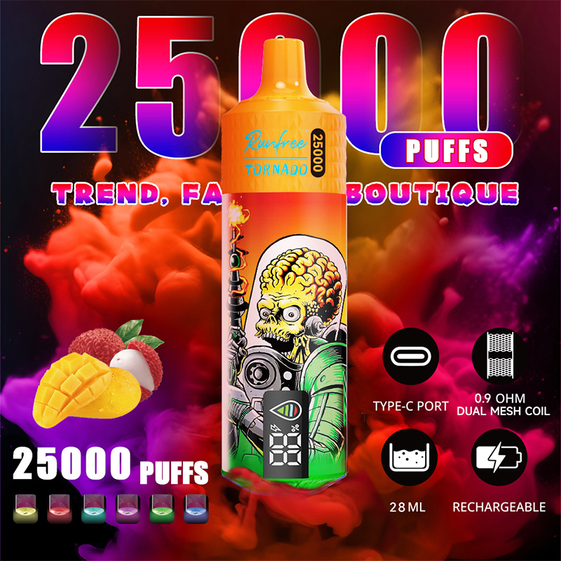 Runfree Yükseltilmiş Big Puffs 25000 RGB LED Işık Tek Kullanımlık Vape