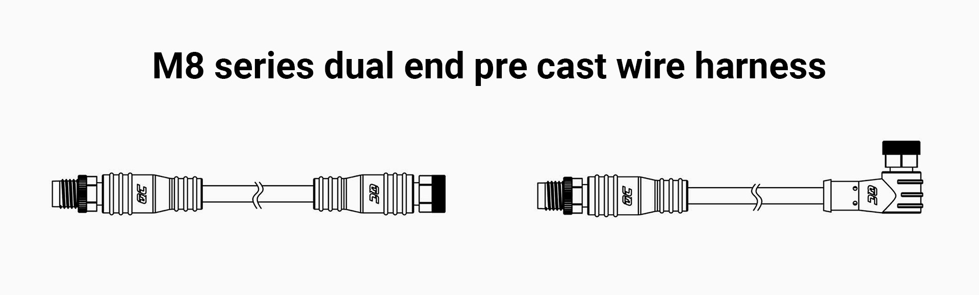 M8 series dual end pre cast wire harness3t0