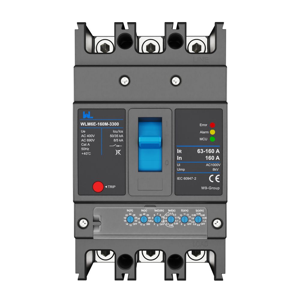 MCCB circuit breaker WLM6E-160A-3300 3P/4P WLM6E Series electronic circuit breaker lsig circuit breaker MCCB 125 A 3 Poles/4 Poles