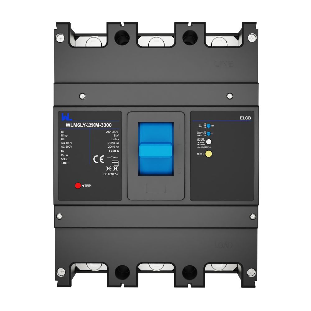 WLM6LY-1250A-3300 3P   WLM6L Series earth leakage protection type RCCB 400V 800A 3 poles 4 Poles mccb breaker