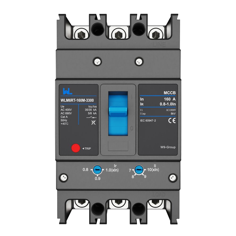 Adjustable Mccb WLM6RT-160A-3300 3P  WLM6RT Series thermal magnetic type mccb  400V/690V mccb 125A 3 Poles