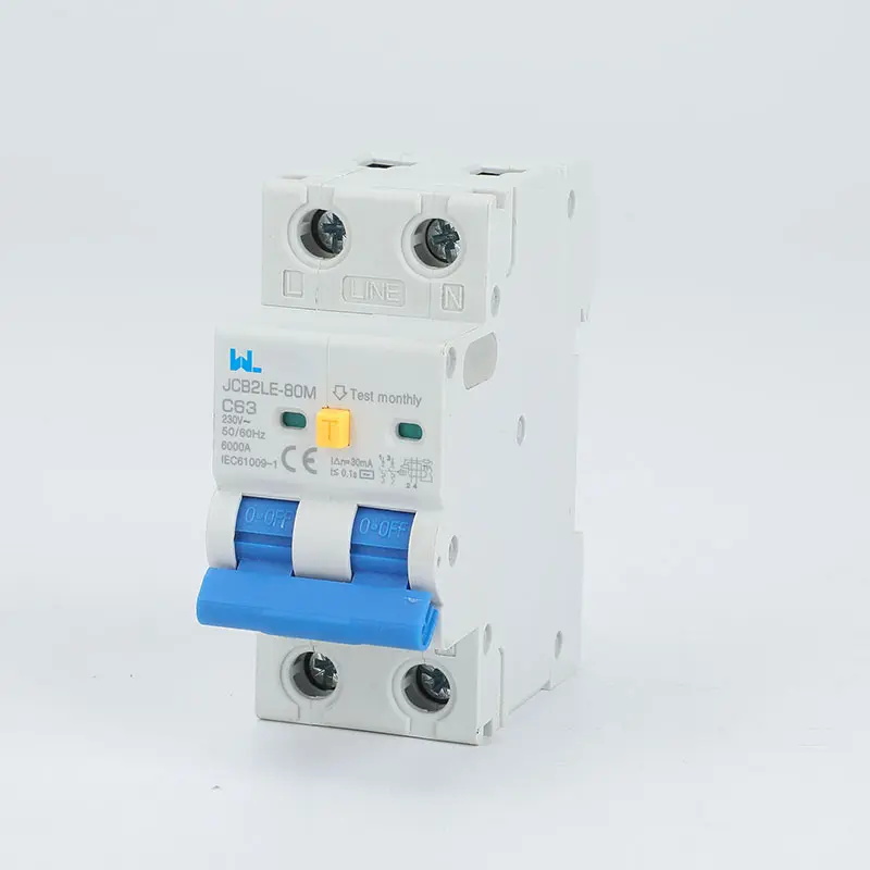 RCBO Residual Current Circuit Breaker With Over Current and Leakage protection，Differential circuit breaker JCB2LE-80M 2 Pole