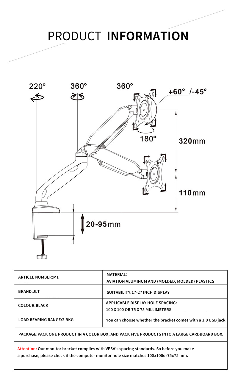 Bras oscillant d'affichage (7)60v