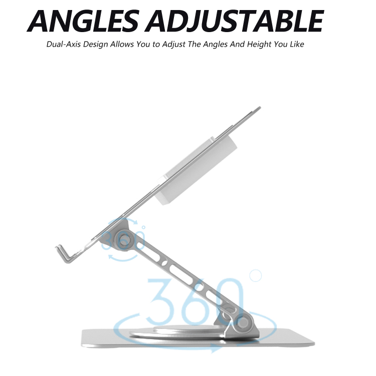 Tute-aluminia 360-grada turniĝanta malvarmiga tekkomputila stando - agordebla (3) 2v1