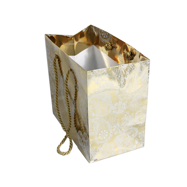 Gold Shopping Paper Bag With Customized LOGO