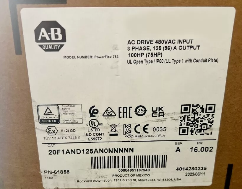 Allen-Bradley Drives PowerFlex 753 20F1AND125AN0NNNNN